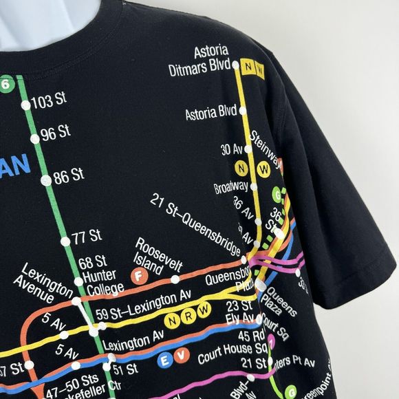 NYC SL SubWay Line T-Shirt Mens Large New York City Manhattan Subway Map MTA Tee - Picture 5 of 16